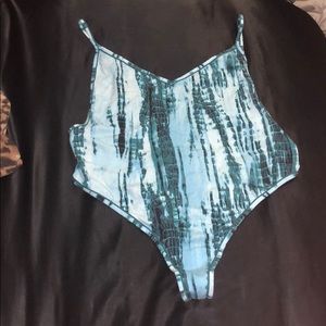 Blue tie dye body suit (Ethika)